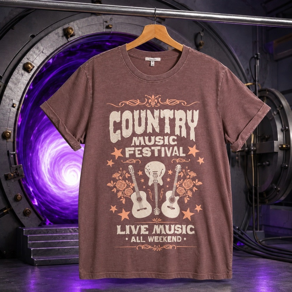 Maurices Country Music Festival Graphic Tee XS Mauve Brown Western Boho Shirt
